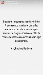 Netinho faz cirurgia de emergência