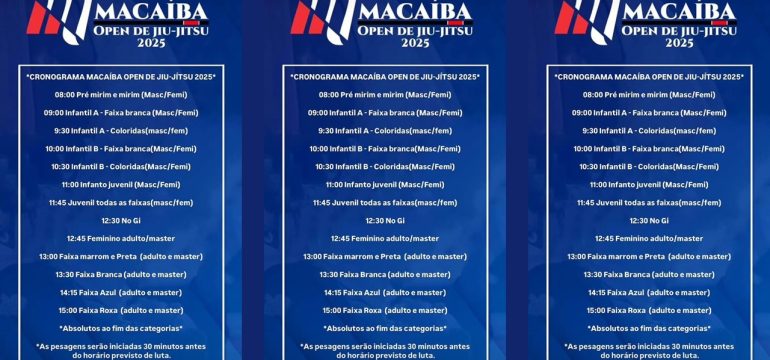 É amanhã! Macaíba Open de Jiu-Jitsu 2025 promete agitar o Ginásio Edilson Albuquerque