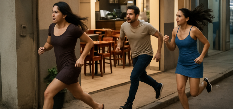 Trio janta em restaurante de Macaíba e foge correndo — mulheres dão show de velocidade