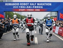 A meia maratona dos robôs humanoides da China!
