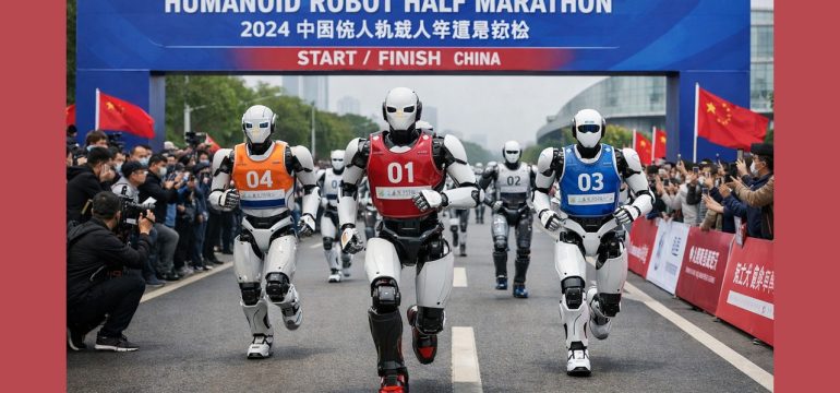 A meia maratona dos robôs humanoides da China!