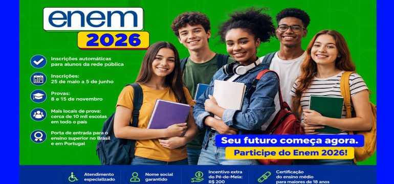 Enem 2026: inscrições começam nesta segunda (25/5) com cadastro automático para alunos da rede pública