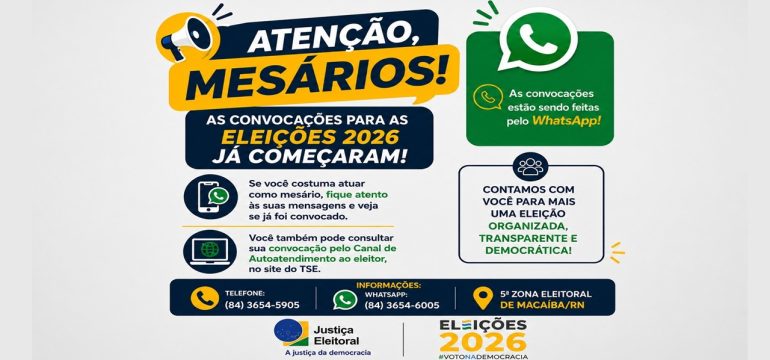 Mesários devem ficar atentos: convocações para as Eleições 2026 já começaram