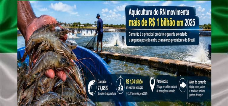 Aquicultura do RN movimenta mais de R$ 1 bilhão e mantém estado entre os maiores produtores de camarão
