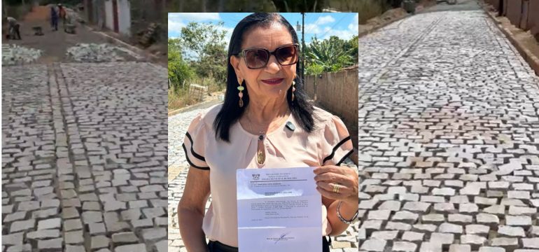 Japecanga celebra conquista do calçamento solicitado pela vereadora Rita de Cássia