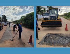 Prefeitura de Macaíba inicia operação tapa-buraco na RN-160 entre Canabrava e Traíras