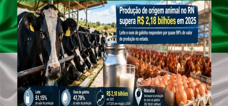 Produção animal do RN supera R$ 2,18 bilhões em 2025, aponta IBGE