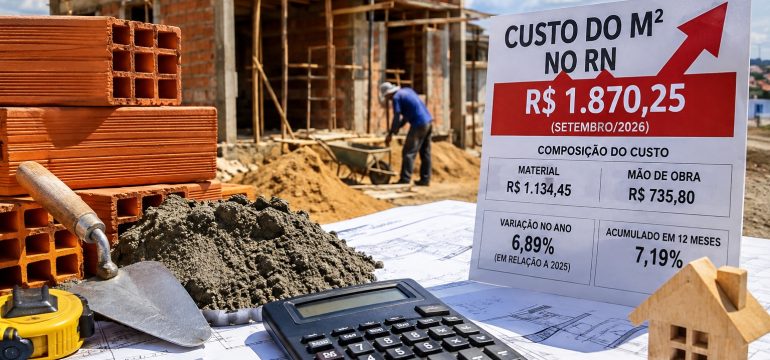 O preço do sonho: custo da construção no RN acumula alta de quase 7% em 2026
