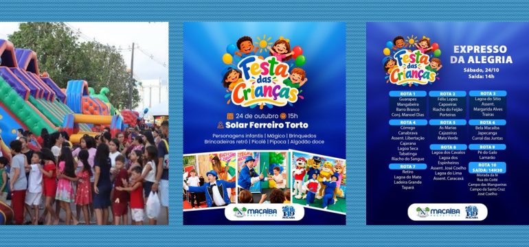 Prefeitura de Macaíba promove Festa das Crianças neste sábado (24) no Solar Ferreiro Torto